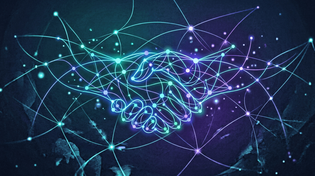 Abstract art suggesting collaboration and client engagement