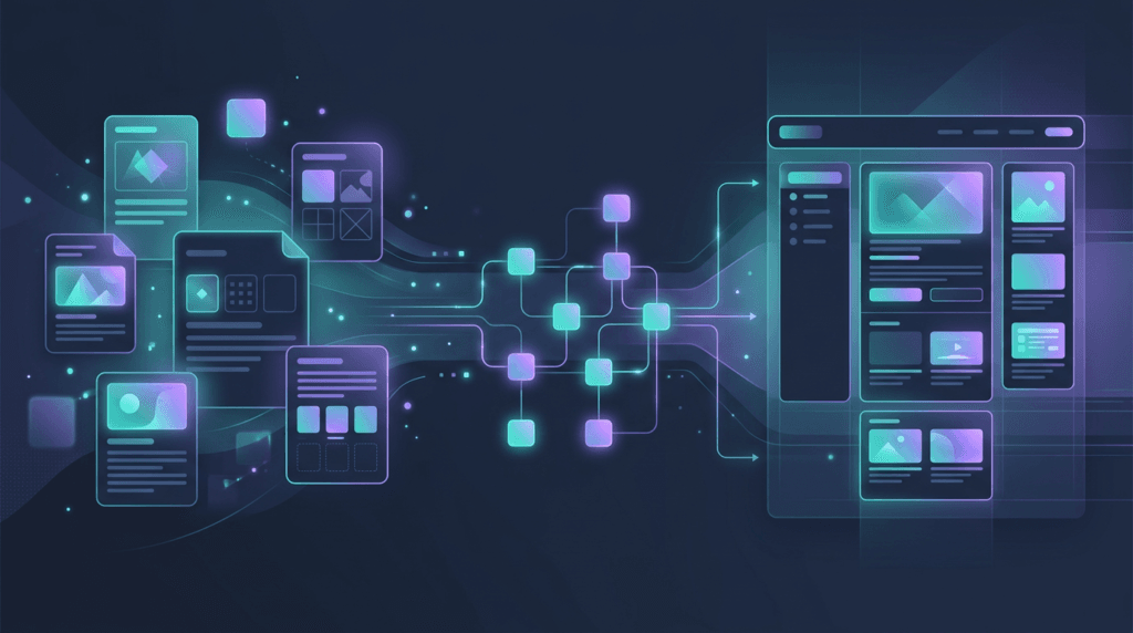 Abstract art suggesting WordPress blocks, publishing, and site structure